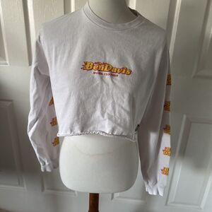 Ben Davis Work Clothes Womens Cropped T Shirt Medium Monkey Y2K Streetwear Logo